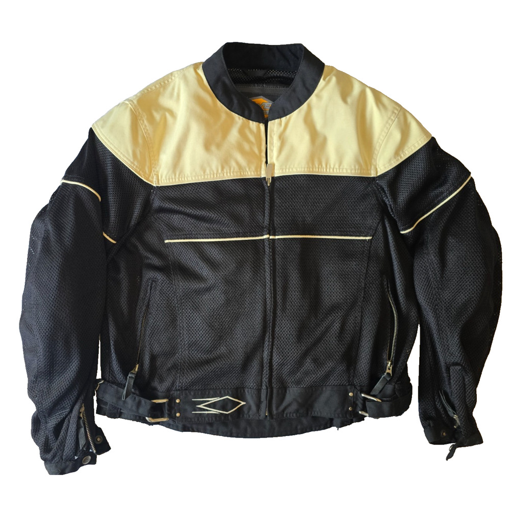 Power Trip Motorcycle Jacket Armor Padded Womens XXL Black & Cream ZipOut Lining